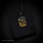 گردنبند مردانه استیل مشکی طلایی – cartier