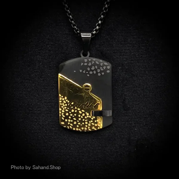گردنبند مردانه استیل مشکی طلایی – cartier - Image 2