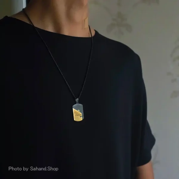 گردنبند مردانه استیل مشکی طلایی – cartier - Image 4