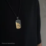 گردنبند مردانه استیل مشکی طلایی – cartier - Image 5