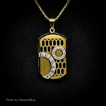 گردنبند استیل مردانه مدل Bvlgari طلایی مشکی - Image 2