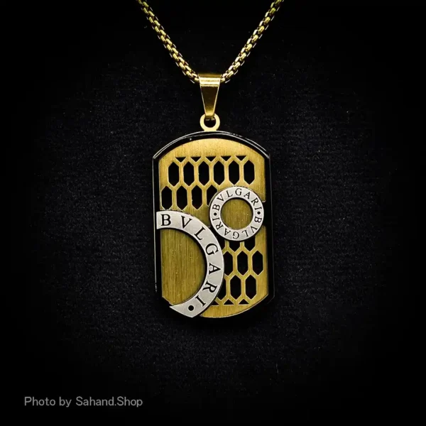 گردنبند استیل مردانه مدل Bvlgari طلایی مشکی - Image 2