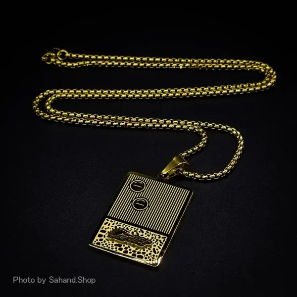 گردنبند استیل طرح Cartier مدل مستطیلی طلایی - Image 3