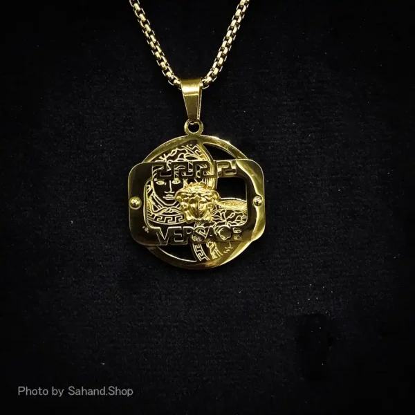 گردنبند استیل طرح Versace مدل مدوسا طلایی - Image 2