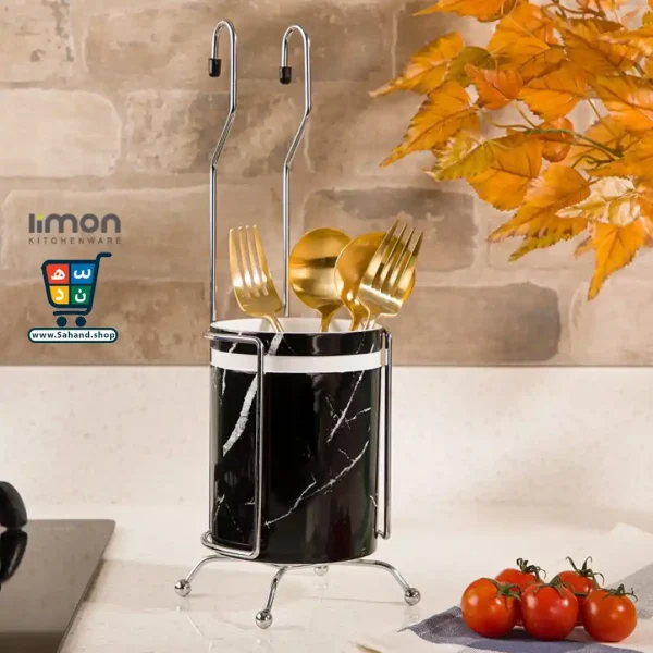 جا قاشقی آویز پایه استیل لیمون Limon - طرح ماربل - Image 3