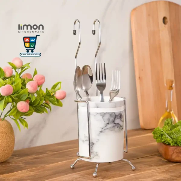 جا قاشقی آویز پایه استیل لیمون Limon - طرح ماربل - Image 4