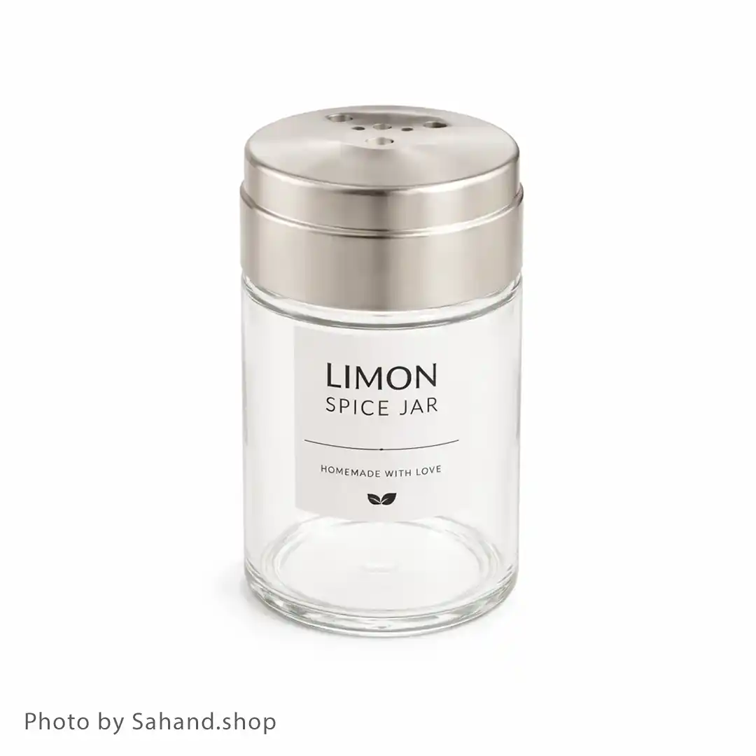 limon2383_29_11zon جا ادویه شیشهای ۱۴۰ سیسی لیمون Limon با درب استیل - Image 1