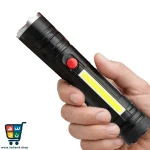 چراغقوه شارژی مدل T6‑26 با نور COB و لنز زومدار - Image 3