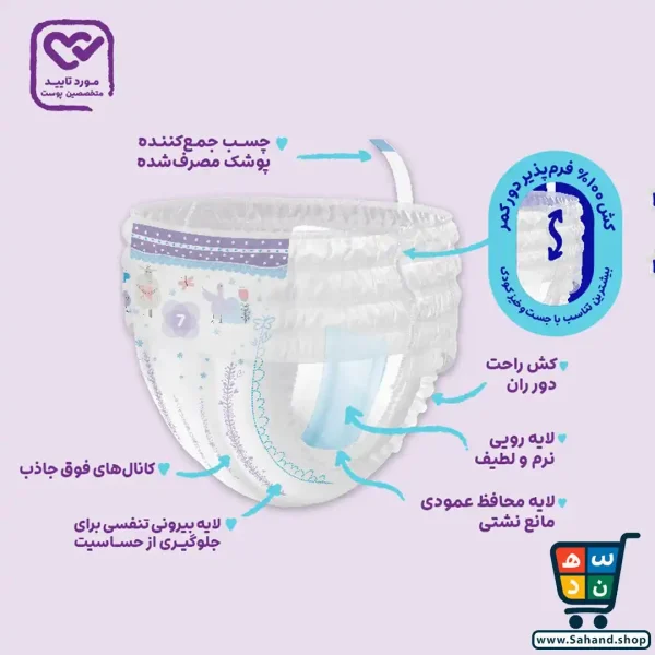 پوشک شورتی مای‌بی‌بی کانال‌دار سایز ۵ بسته ۲۶ عددی - Image 3