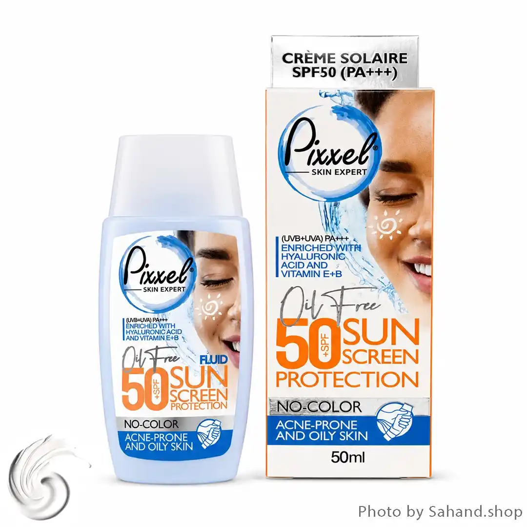 pixxel140_27_11zon کرم پیکسل ضد آفتاب بیرنگ SPF 50 مناسب پوست چرب و جوش دار - Image 1